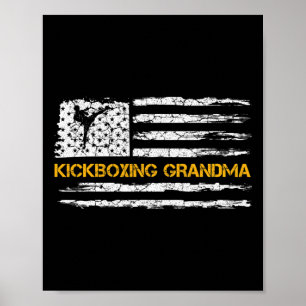 Poster Bandeira Vintage dos EUA Lutadora de MMA Kickboxin