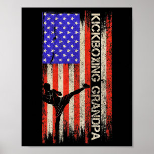 Poster Bandeira Vintage EUA Lutador de MMA Kickboxing Vov