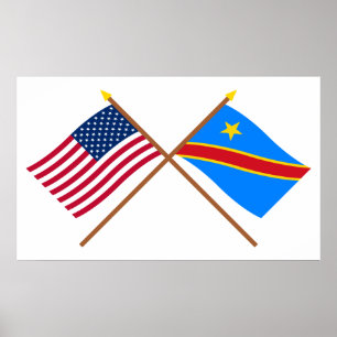 Poster Bandeiras cruzadas da república Democrática dos