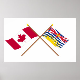 Poster Bandeiras cruzadas do Canadá e da Colúmbia Britâni