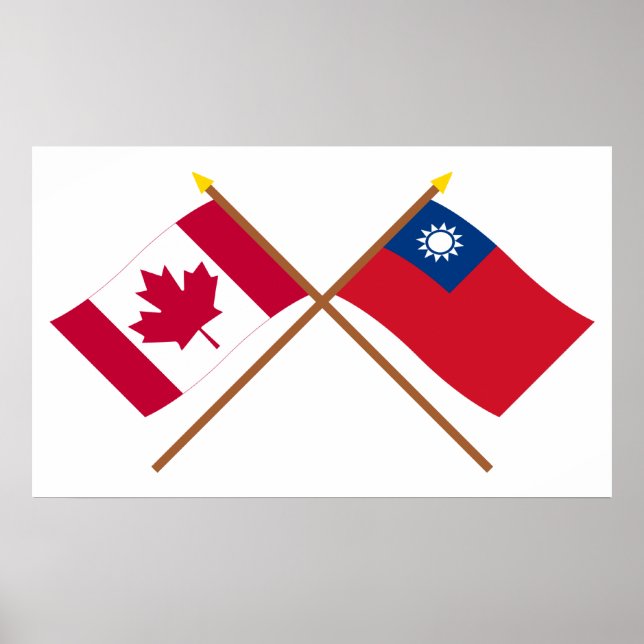 Poster Bandeiras cruzadas do Canadá e de Taiwan (Frente)