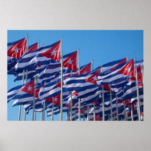Pôster Bandeiras Cubanas Ondulando