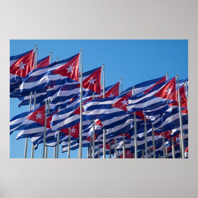 Pôster Bandeiras Cubanas Ondulando (Frente)