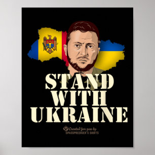 Poster Bandeiras da Ucrânia Zelensky da República da Mold