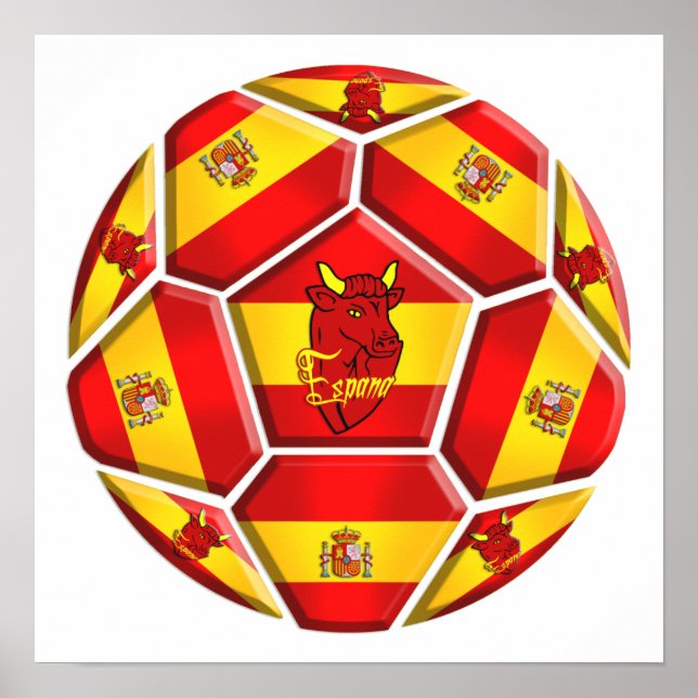 Pôster Bandeiras de futebol de espanha La Furia Roja Toro (Frente)
