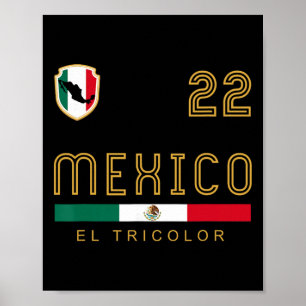 Poster Bandeiras de Futebol Vintage México Presente para