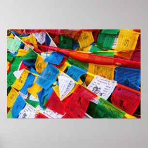 Poster Bandeiras de oração tibetanas coloridas - Tibete