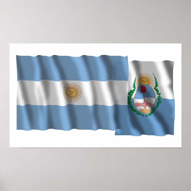 Pôster Bandeiras para acenar com Argentina e Mendoza (Frente)
