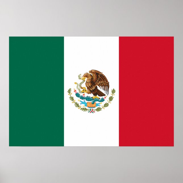 Poster Bandera de Mexico National flag Mexicanos (Frente)