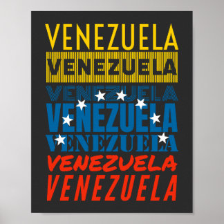 Poster Bandera de Venezuela hecha de la palabra Venezuela