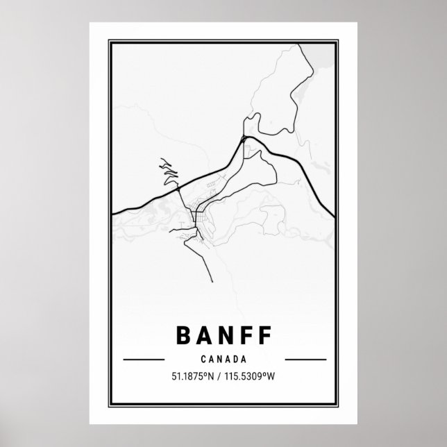 Poster Banff Alberta Canada Viagem City Map Moderno Simpl (Frente)