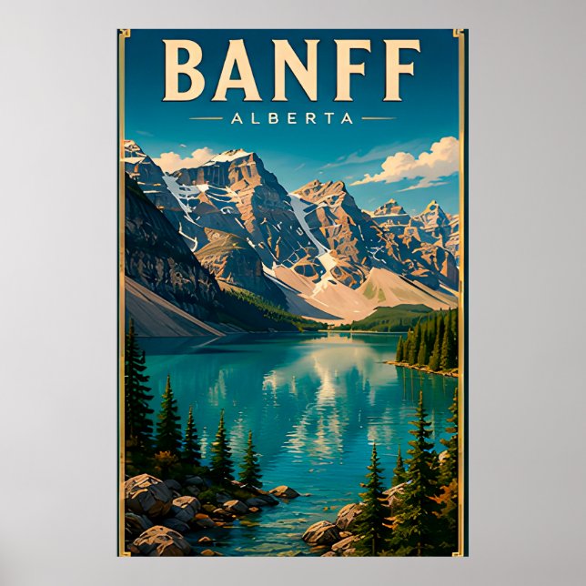 Poster 🏔️ Banff Alberta Lago de Montanha (Frente)