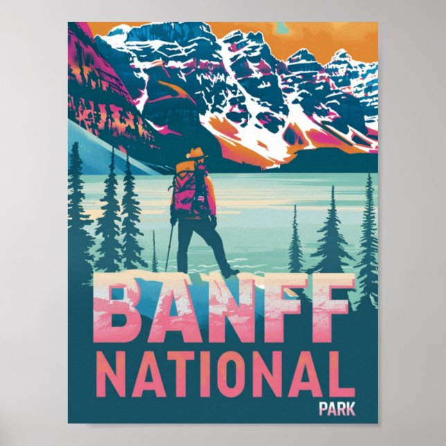 Poster Banff National Park Canada Viagens vintage Place (Frente)