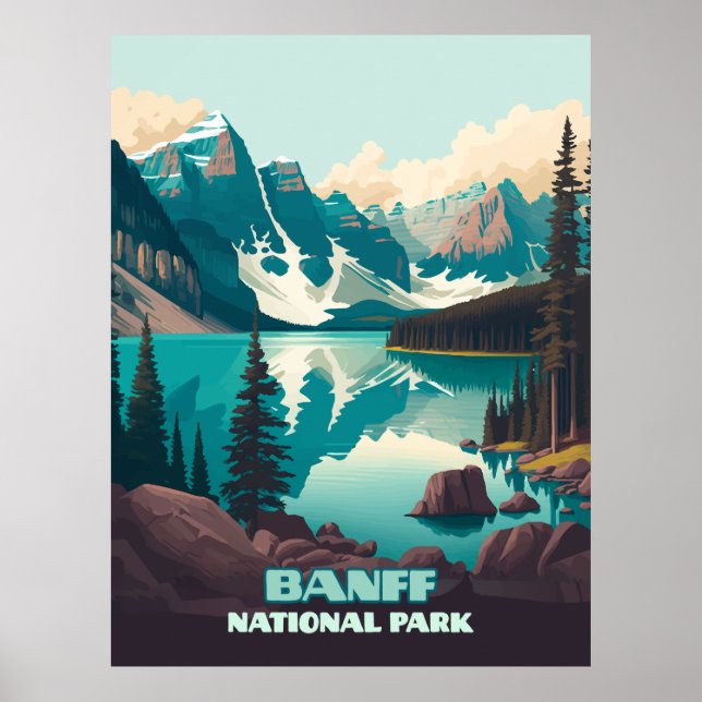 Poster Banff National Park Moraine Lake Retro (Frente)