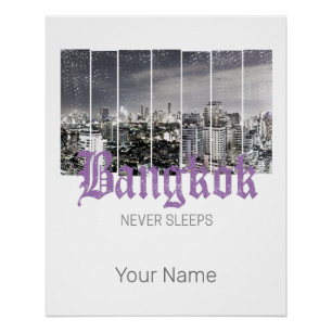 Pôster Bangkok Skyline Vintage BKK Retro Tailândia Design