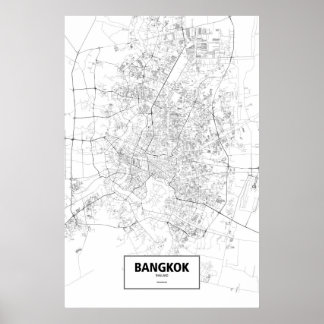 Poster Bangkok, Tailândia (preto no branco)