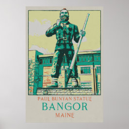 Poster Bangor Maine EUA, Estátua de Paul Bunyan