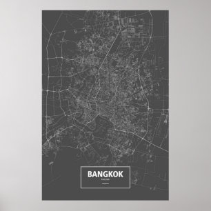 Pôster Banguecoque, Tailândia (branca no preto)
