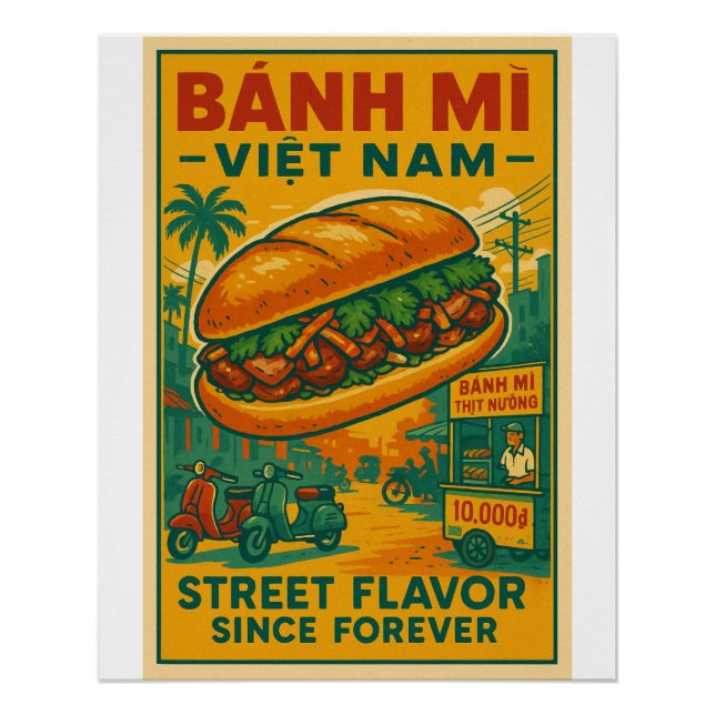 Pôster Banh minha comida de rua vietnamita (Frente)