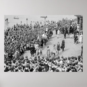 Poster Banhando a competição de beleza, 1920