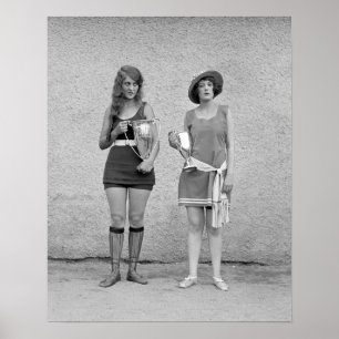 Pôster Banhando a competição de beleza, 1922. Foto do