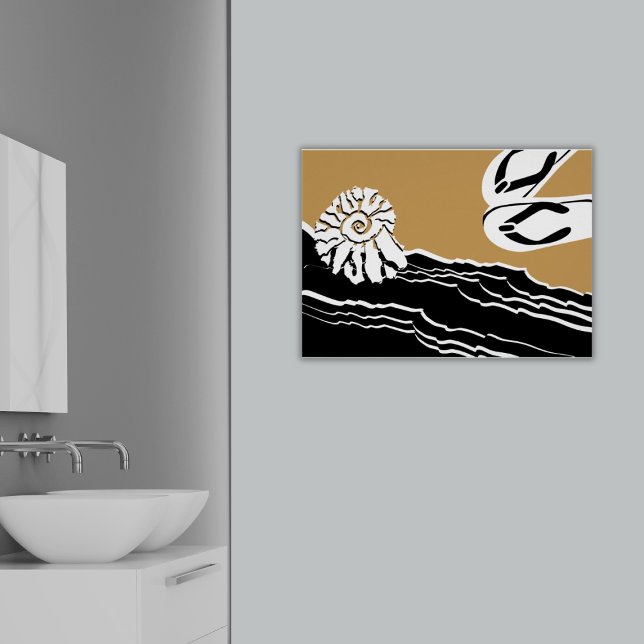 Poster Banheira do Mar de Praia e Sacudir (Beach Sea Shell & Flip-Flops in Sand Bathroom Poster)