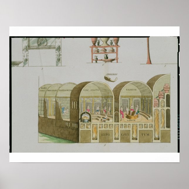 Pôster Banheiras romanas, placa de "A História da Nação" (Frente)