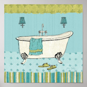 Poster Banheiro azul antiquado
