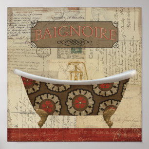 Pôster Banheiro do francês do cartão
