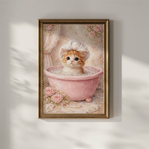 Poster Banho de Gatinho Fofo