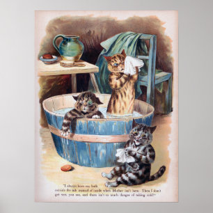 Poster Banho Matinal dos Gatos, Louis Wain
