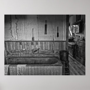 Pôster Banho ocidental velho da barbearia do Victorian