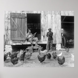 Poster Banjo Jogador do Barnyard, 1927. Foto do vintage