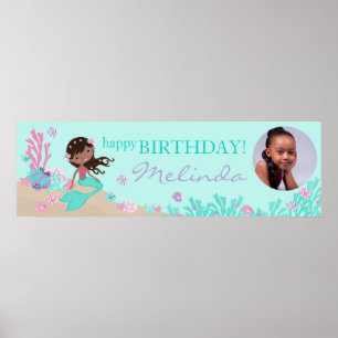 Pôster Banner Africano de Aniversário da Sereia