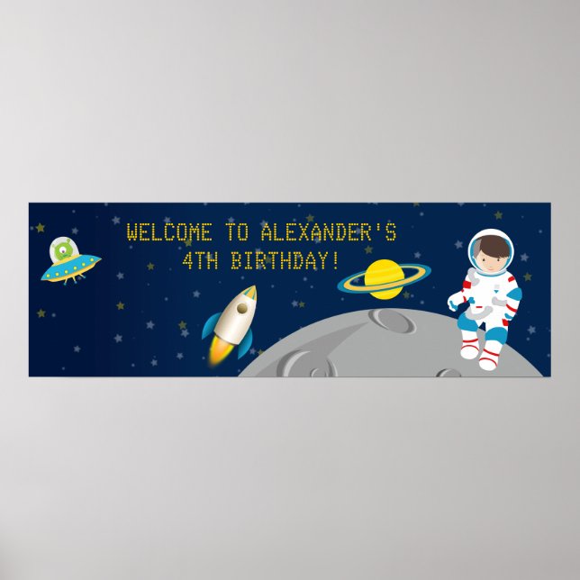 Poster Banner Astronauta do Espaço Exterior de Astronauta (Frente)