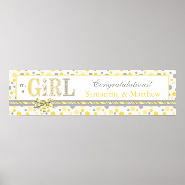 Poster Banner Cinza de Pontos Amarelos da GIRL (Frente)