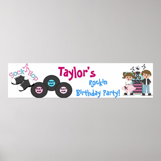 Pôster Banner da Festa de aniversário da 50 de encaixe (Frente)