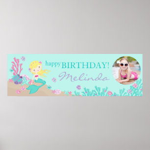 Pôster Banner de Aniversário da Sereia Loira