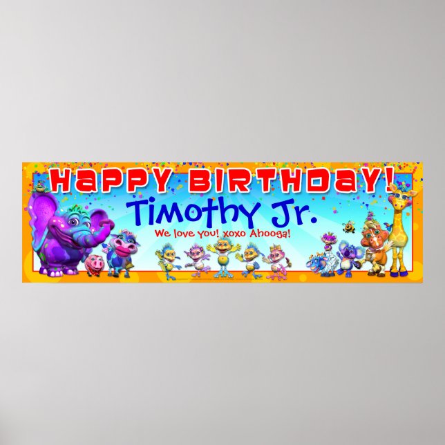 Poster Banner de aniversário de 40"x12" GiggleBellies (Frente)