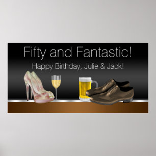 Poster Banner de Aniversário de Homem e Mulher
