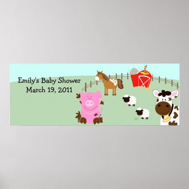 Pôster Banner de Aniversário do Barnyard Barn Yard Babthd (Frente)