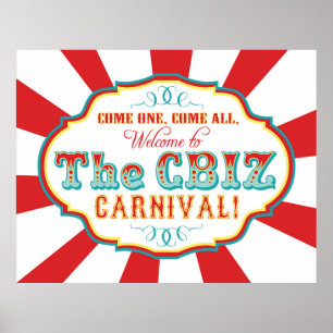 Poster Banner de Aniversário do Circo PERSONALIZADO CBIZ