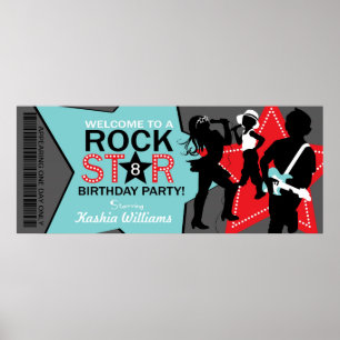 Pôster Banner de Aniversário do Rock Star