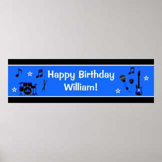 Pôster Banner de aniversário do Rock Star: 40x12