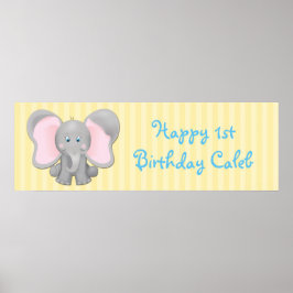 Poster Banner de Aniversário ou Festa de Chás do Elefante