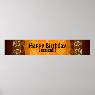 Poster Banner de Aniversário Personalizado por Étnica de 
