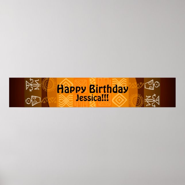 Poster Banner de Aniversário Personalizado por Étnica de  (Frente)