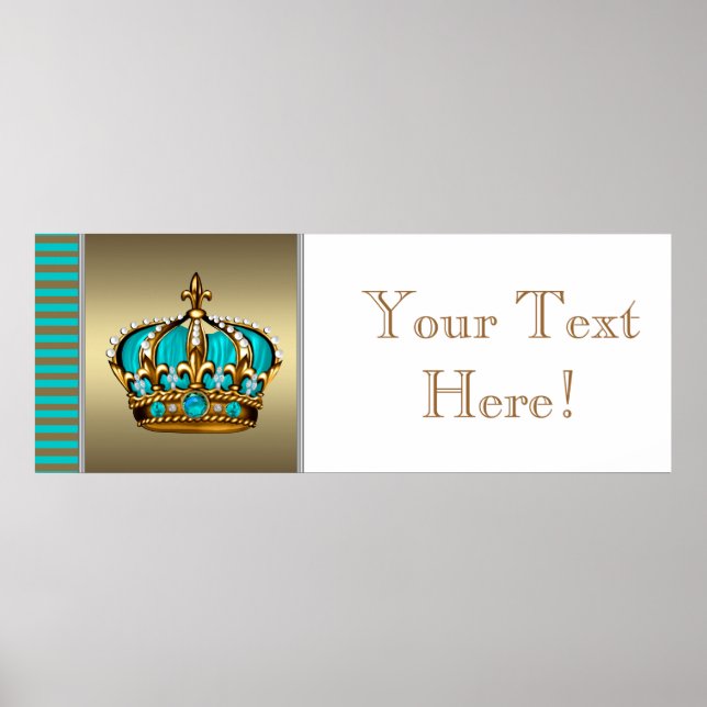 Pôster Banner de Bebê Príncipe Herdeiro Azul e Dourado (Frente)