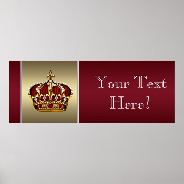 Pôster Banner de Bebê Príncipe Herdeiro Vermelho e Dourad (Frente)