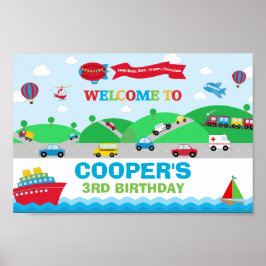 Poster Banner de Boas-Vindas de Aniversário de Transporte